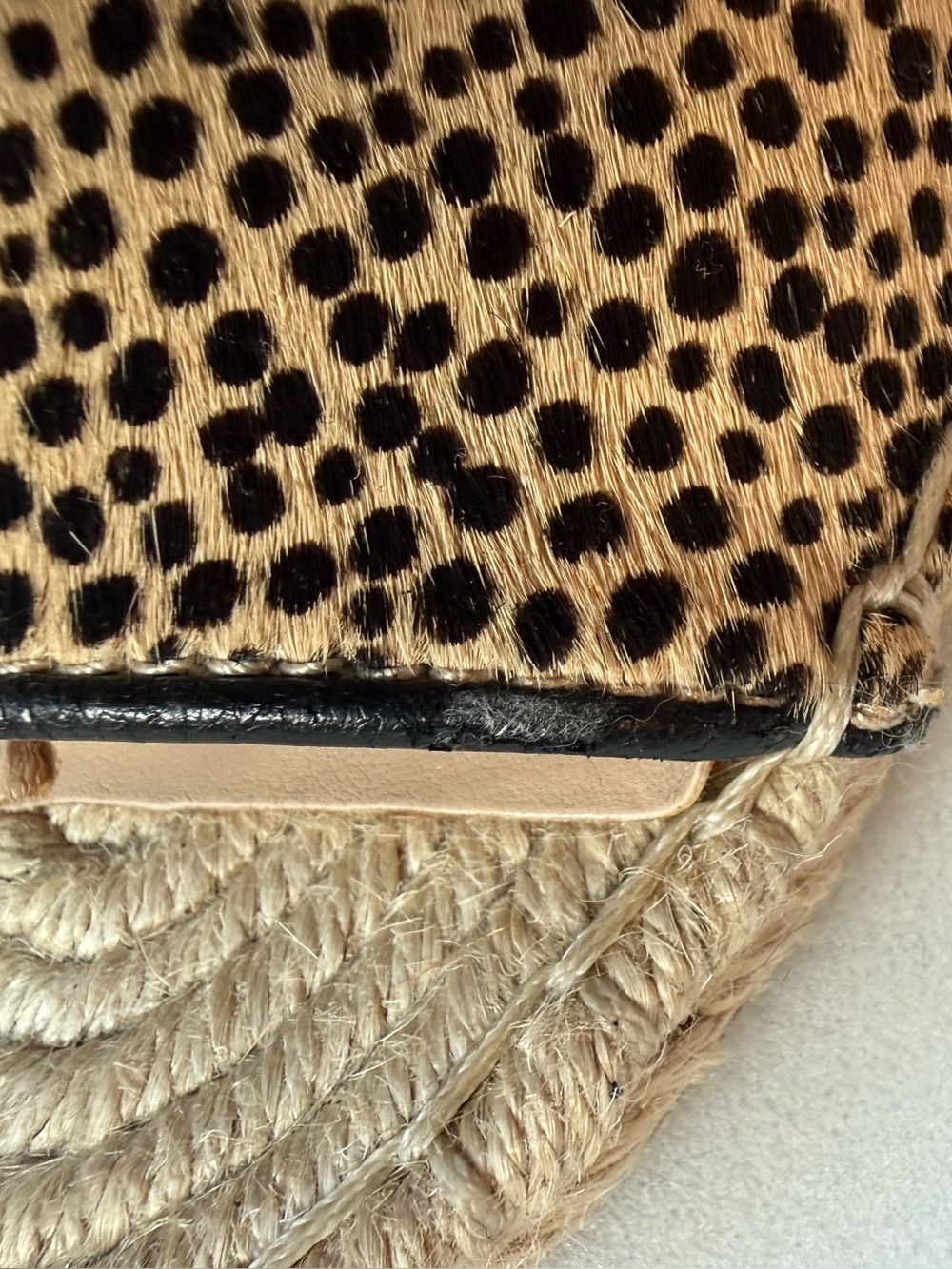 Vince Camuto Leera Espadrille Wedge Sandal Natural Leopard Calf Hair Size 8 - Picture 12 of 13